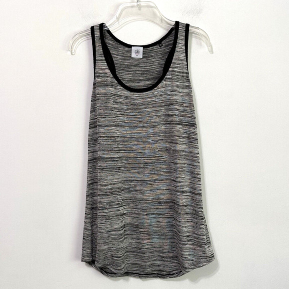 Cabi Gray Tank Top 3085 S Gray Space Dye Racerback Sleeveless Knit Active Shirt